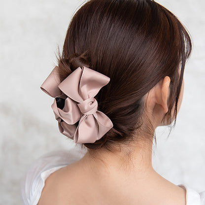 ヘアクリップ リボン ベーシックカラー バンスクリップ