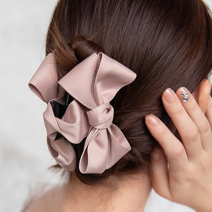 ヘアクリップ リボン ベーシックカラー バンスクリップ