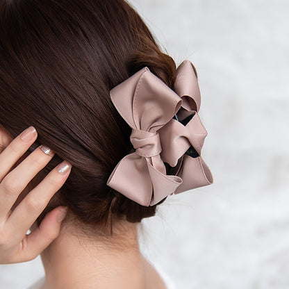 ヘアクリップ リボン ベーシックカラー バンスクリップ
