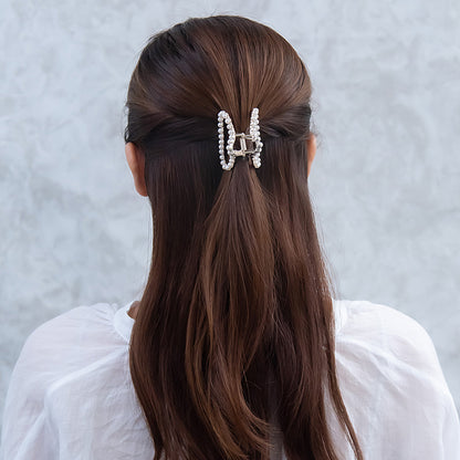 ヘアクリップ メタル ストーン パール バンスクリップ