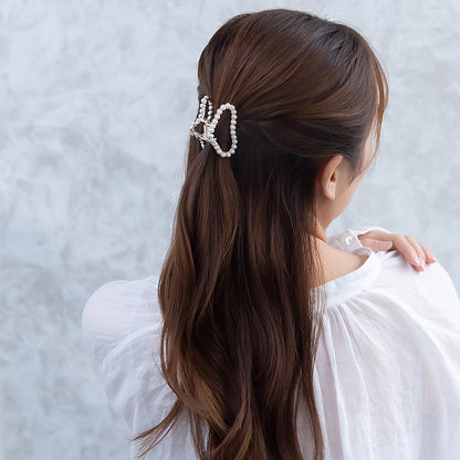 ヘアクリップ メタル ストーン パール バンスクリップ