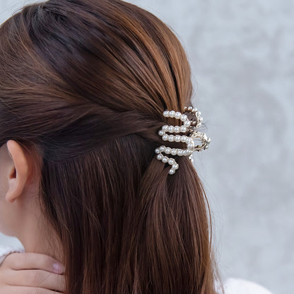 ヘアクリップ メタル ストーン パール バンスクリップ