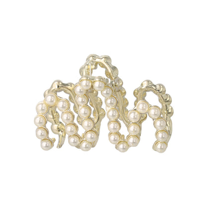 ヘアクリップ メタル ストーン パール バンスクリップ