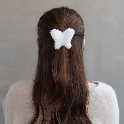 ヘアクリップ バラフライ フェイクファー バンスクリップ