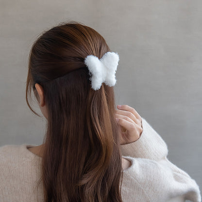 ヘアクリップ バラフライ フェイクファー バンスクリップ