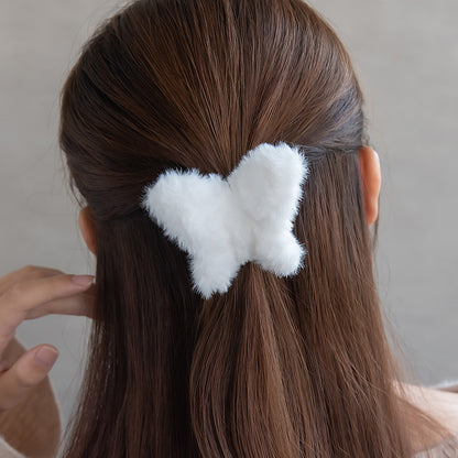 ヘアクリップ バラフライ フェイクファー バンスクリップ