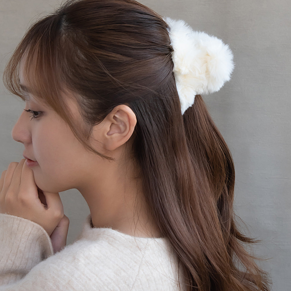 ヘアクリップ ファー カラー バンスクリップ