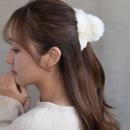 ヘアクリップ ファー カラー バンスクリップ