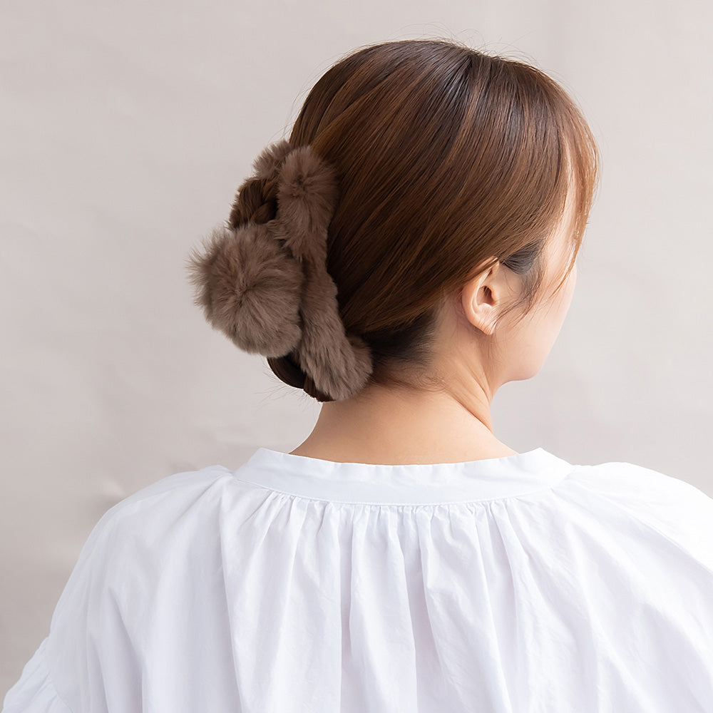 ヘアクリップ ファー カラー バンスクリップ