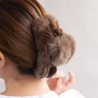 ヘアクリップ ファー カラー バンスクリップ