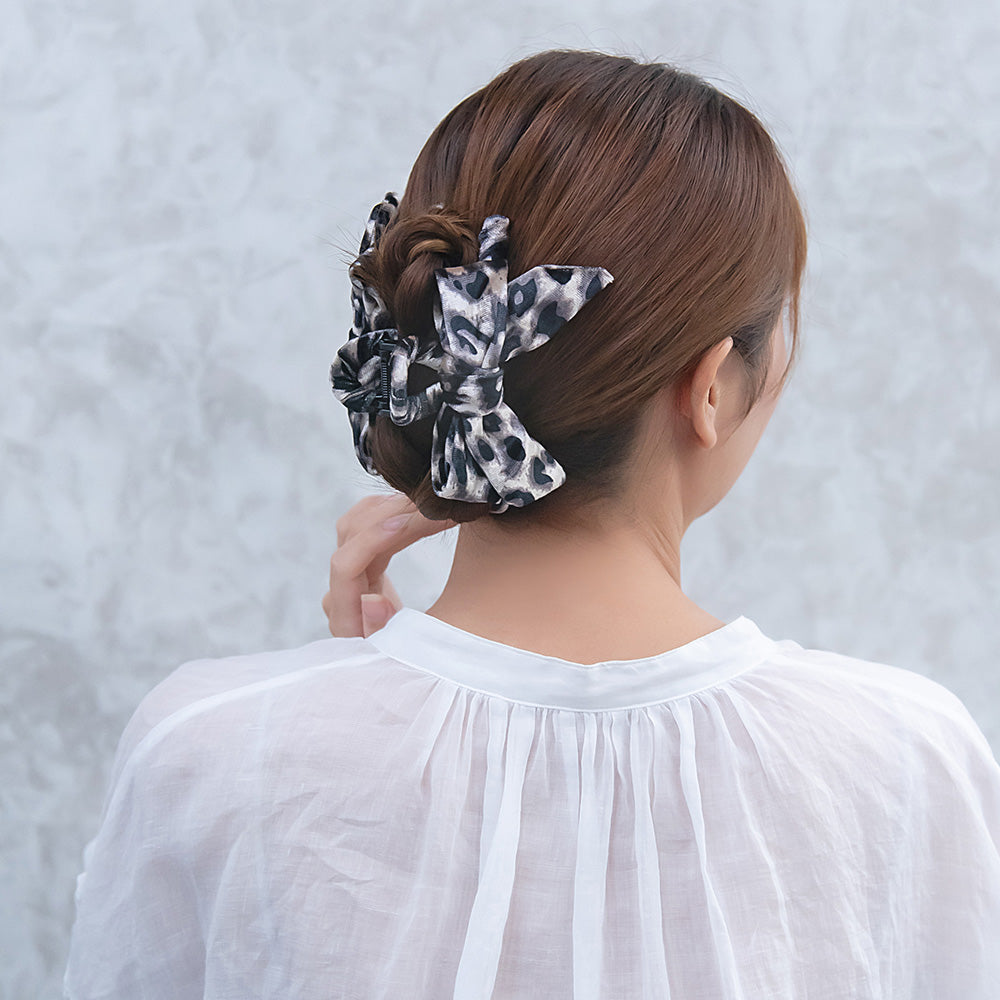 ヘアクリップ レオパード ベロア バンスクリップ