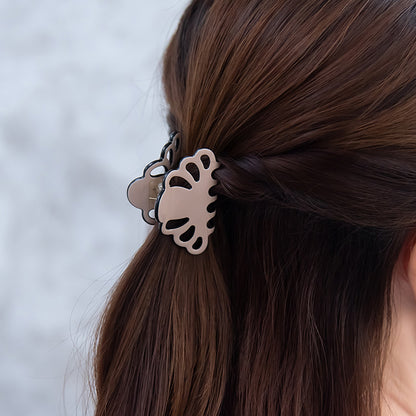 ヘアクリップ 透かし スカラップ  バイカラー ミニ バンスクリップ
