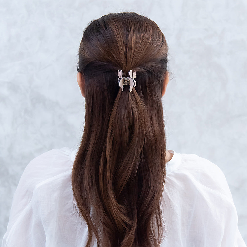 ヘアクリップ フラワー ストーン バイカラー ミニ バンスクリップ