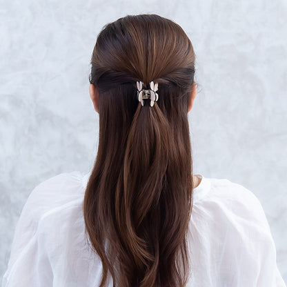 ヘアクリップ フラワー ストーン バイカラー ミニ バンスクリップ
