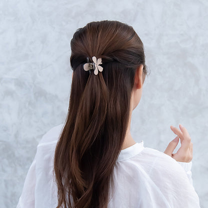 ヘアクリップ フラワー ストーン バイカラー ミニ バンスクリップ