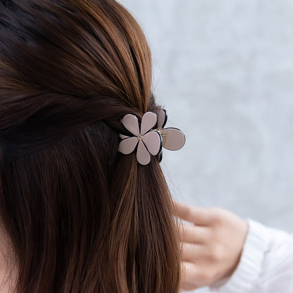 ヘアクリップ フラワー ストーン バイカラー ミニ バンスクリップ
