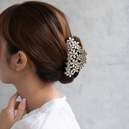 ヘアクリップ メニー フラワー ストーン バイカラー バンスクリップ