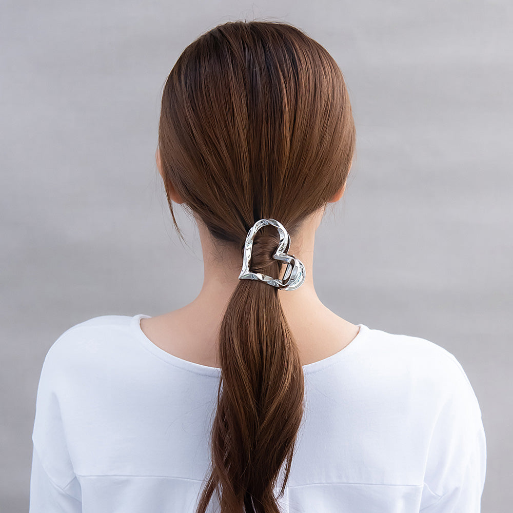 ヘアクリップ メタルカラー ハート バンスクリップ