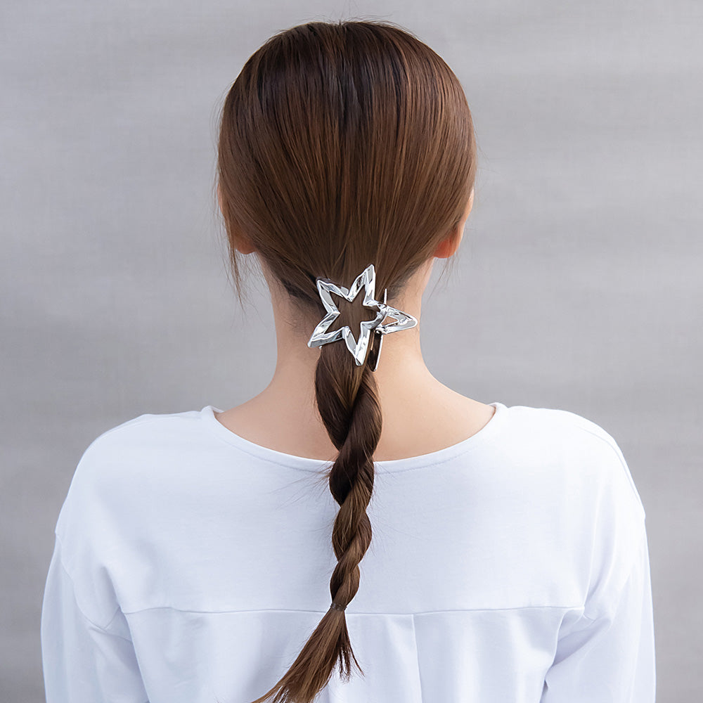 ヘアクリップ メタルカラー スター バンスクリップ