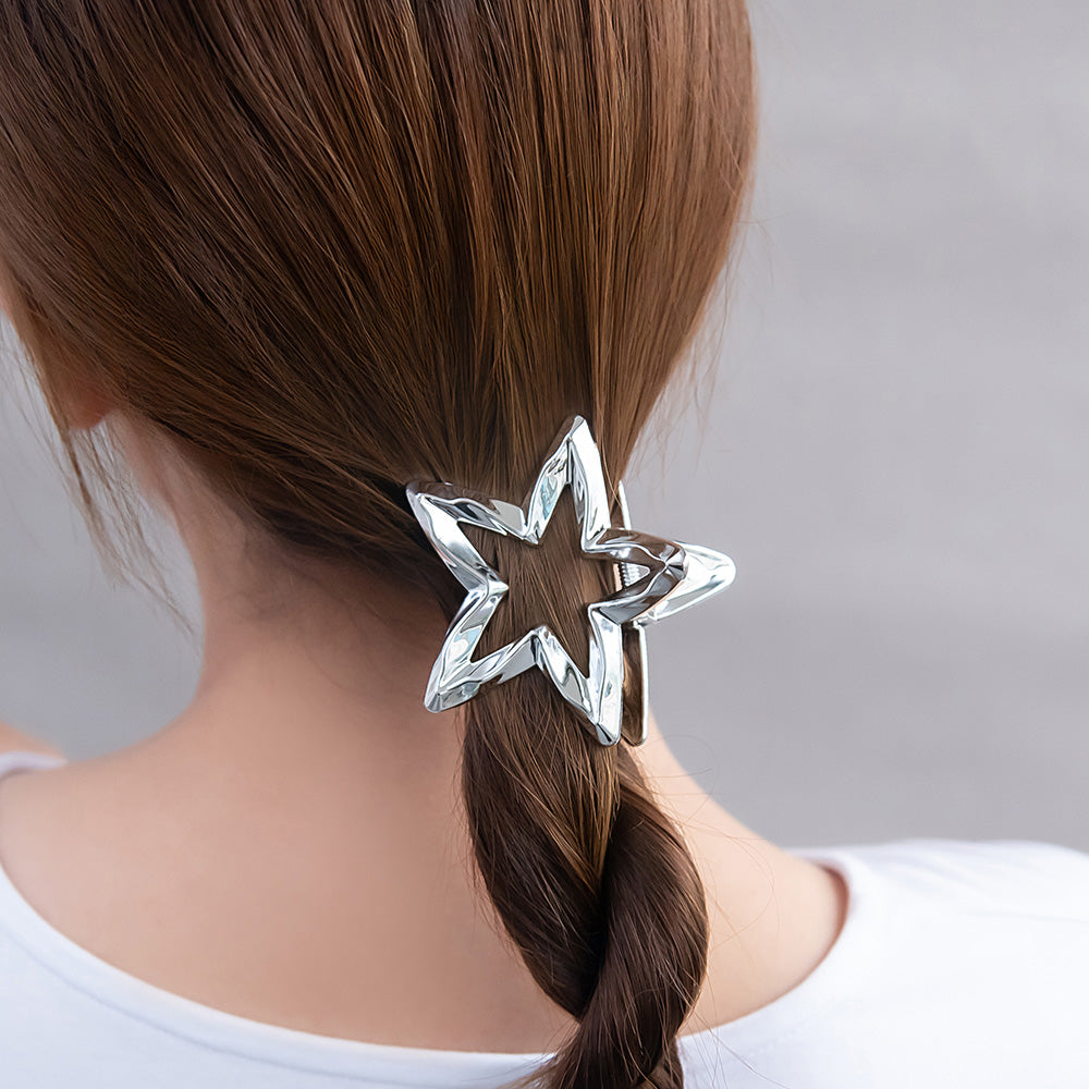 ヘアクリップ メタルカラー スター バンスクリップ