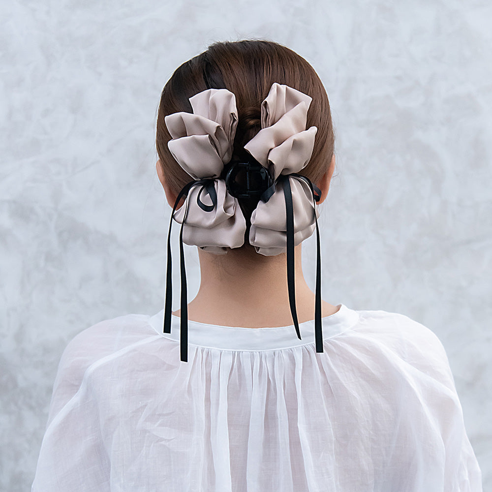 ヘアクリップ リボン フリル バンスクリップ