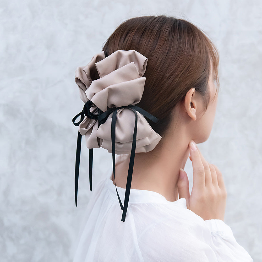 ヘアクリップ リボン フリル バンスクリップ