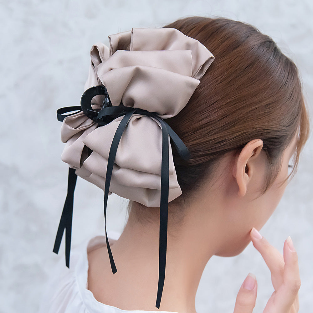 ヘアクリップ リボン フリル バンスクリップ