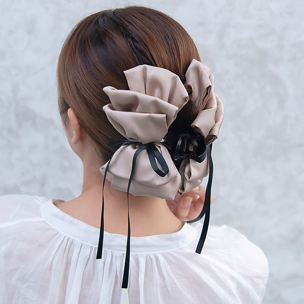 ヘアクリップ リボン フリル バンスクリップ
