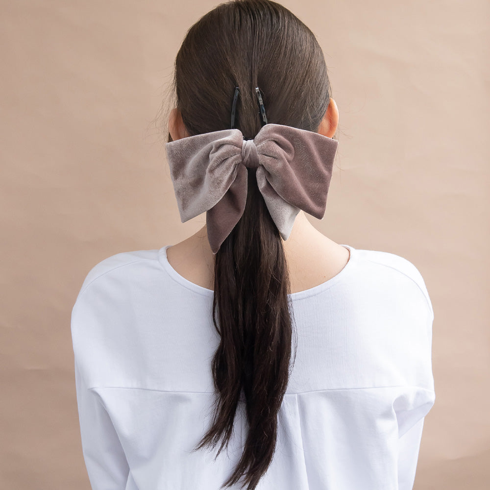 ヘアクリップ ベロア リボン バンスクリップ