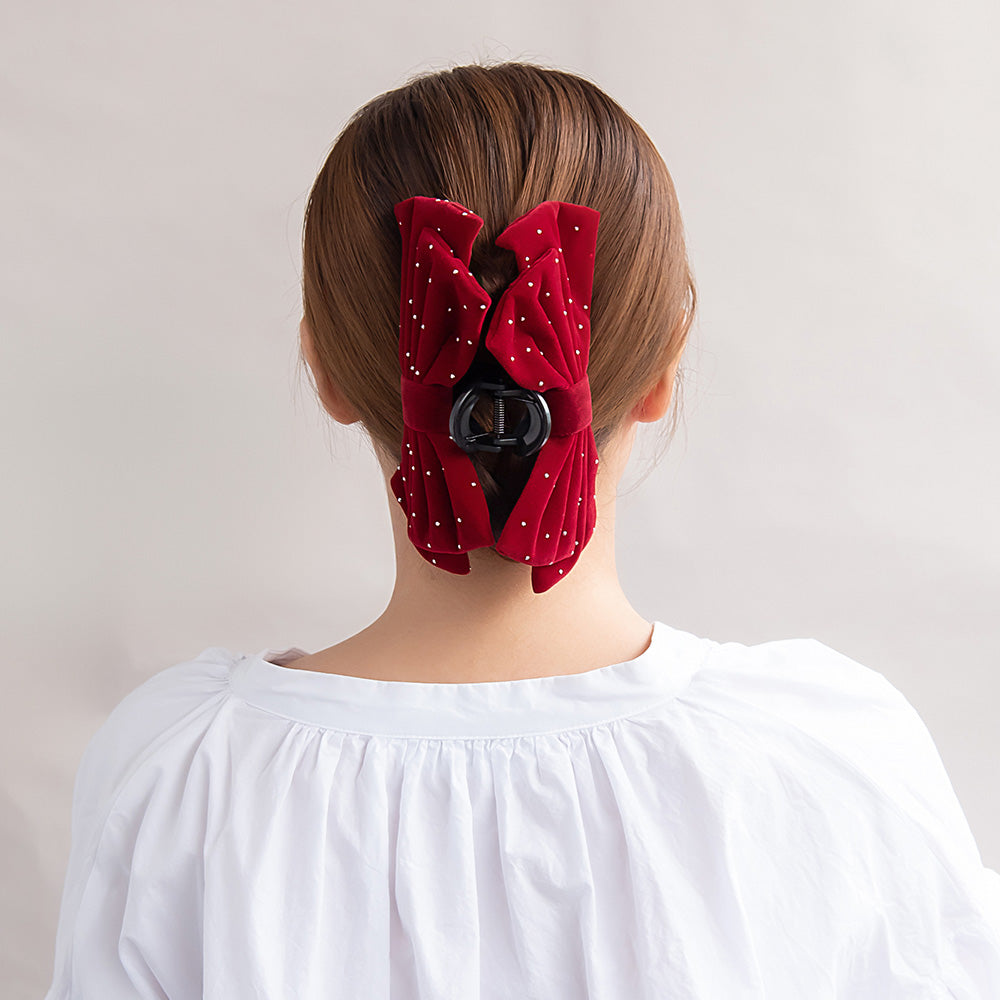 ヘアクリップ ベルベット リボン バンスクリップ