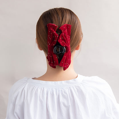 ヘアクリップ ベルベット リボン バンスクリップ