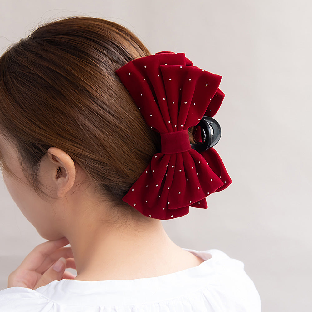 ヘアクリップ ベルベット リボン バンスクリップ