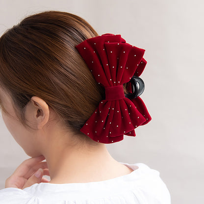 ヘアクリップ ベルベット リボン バンスクリップ
