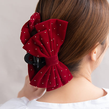 ヘアクリップ ベルベット リボン バンスクリップ