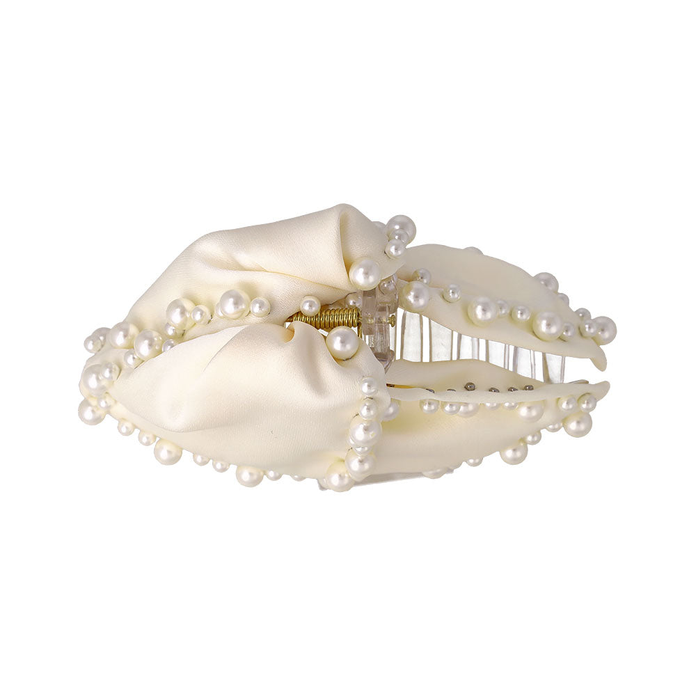 ヘアクリップ リボン パール バンスクリップ