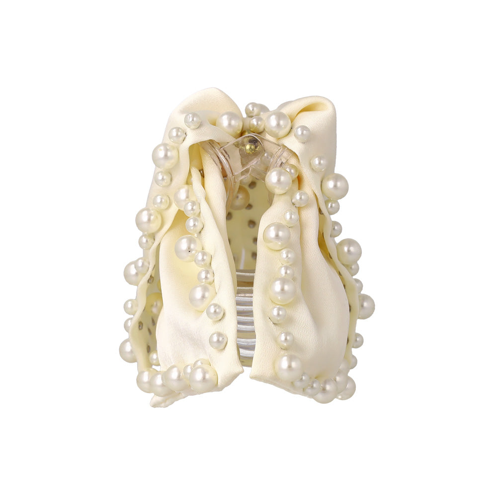 ヘアクリップ リボン パール バンスクリップ