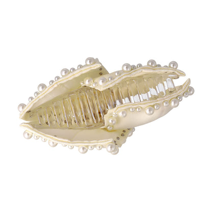 ヘアクリップ リボン パール バンスクリップ