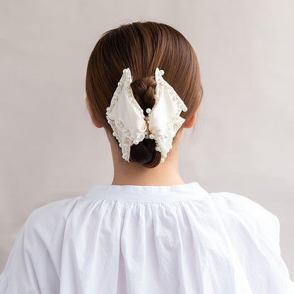 ヘアクリップ リボン パール バンスクリップ