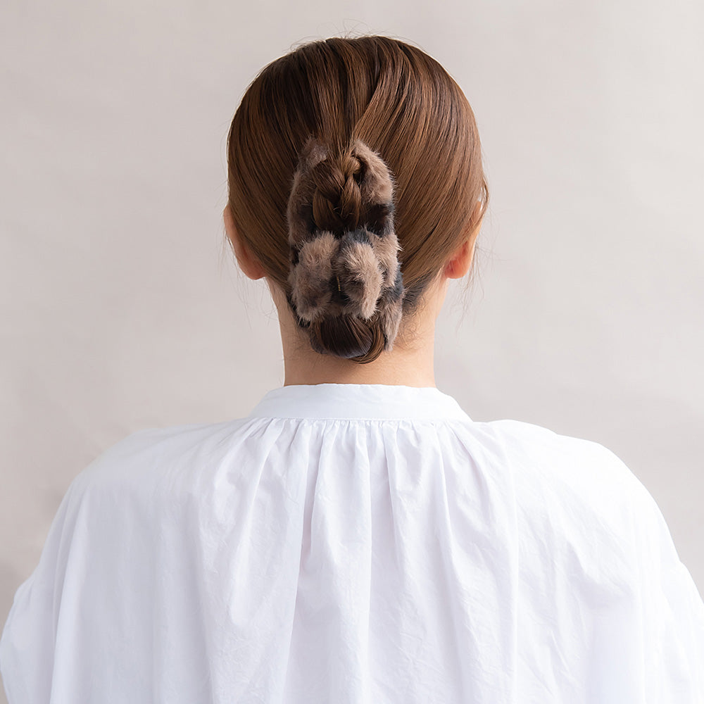 ヘアクリップ フェイクファー レオパード バンスクリップ