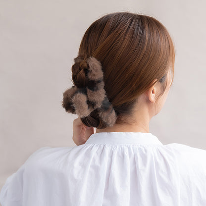 ヘアクリップ フェイクファー レオパード バンスクリップ