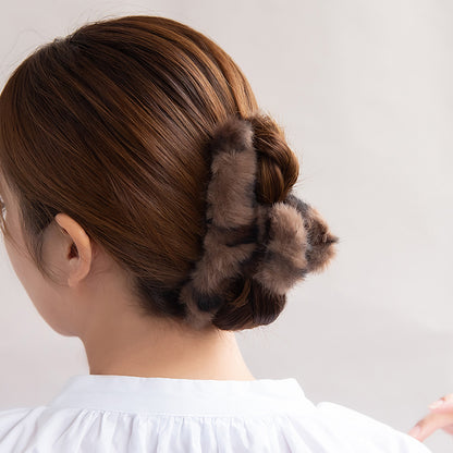 ヘアクリップ フェイクファー レオパード バンスクリップ