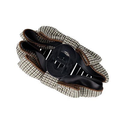 ヘアクリップ チェック柄 ブラック リボン フロッキー バンスクリップ