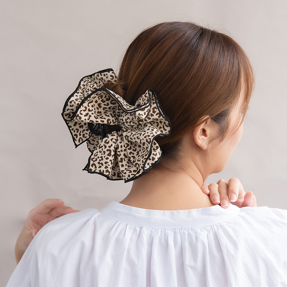 ヘアクリップ レオパード フリル バンスクリップ