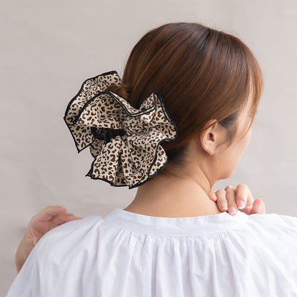 ヘアクリップ レオパード フリル バンスクリップ