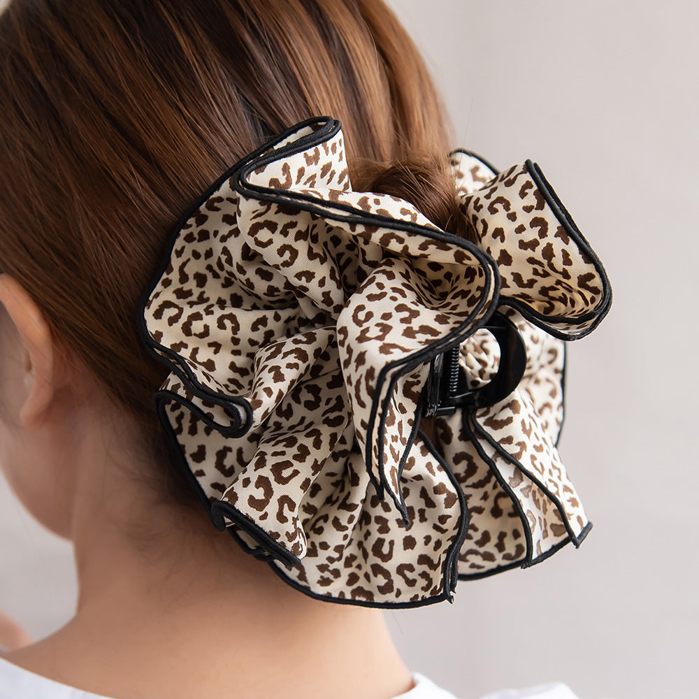 ヘアクリップ レオパード フリル バンスクリップ