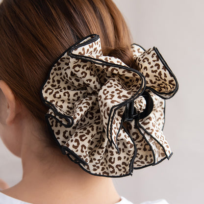ヘアクリップ レオパード フリル バンスクリップ