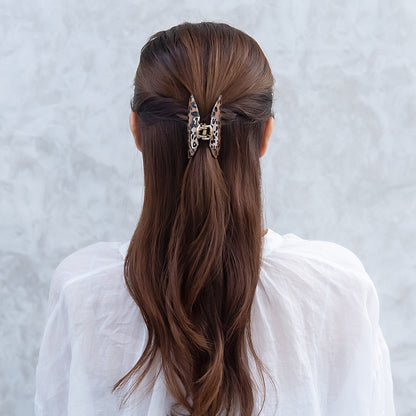 ヘアクリップ レオパード ラメ バンスクリップ