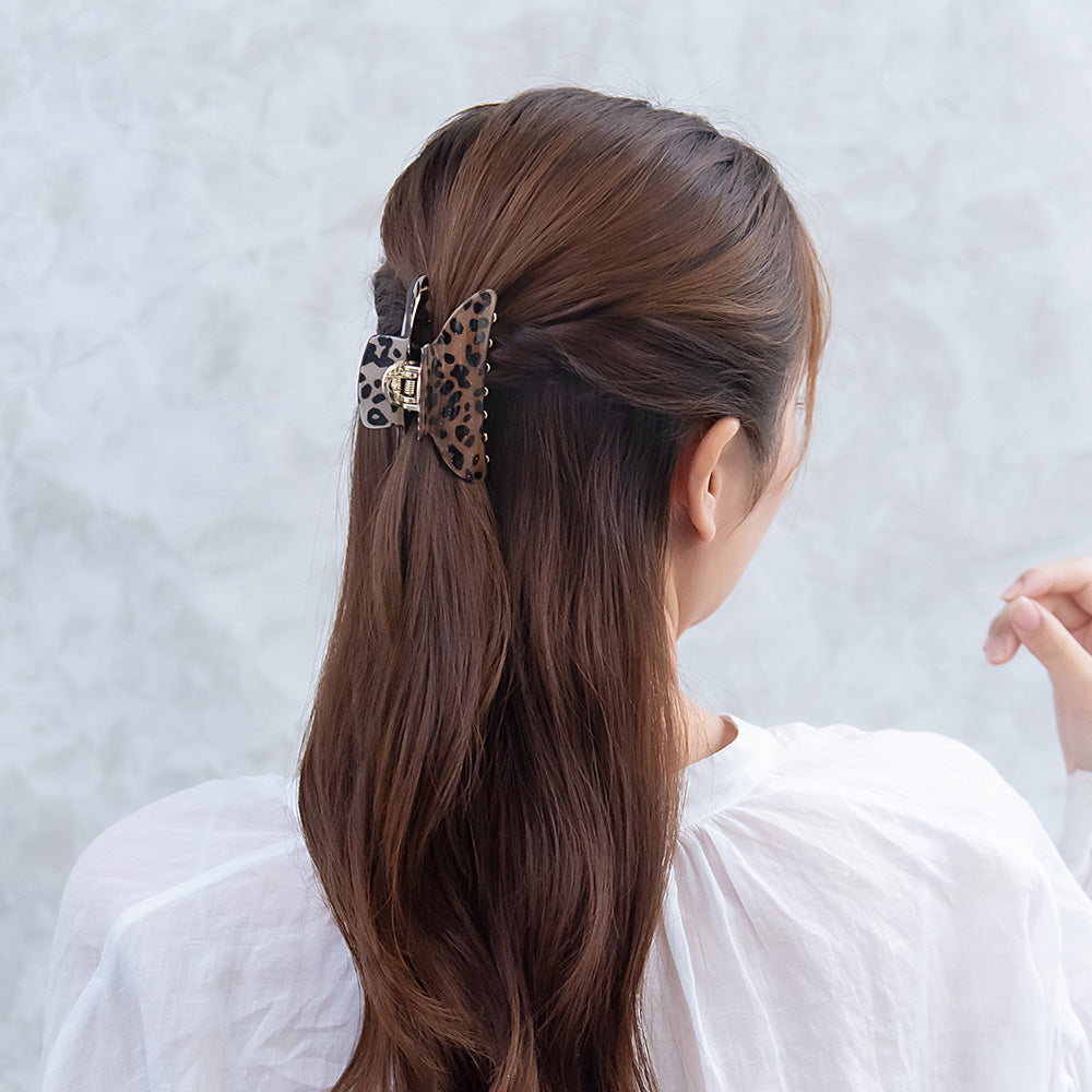ヘアクリップ レオパード ラメ バンスクリップ