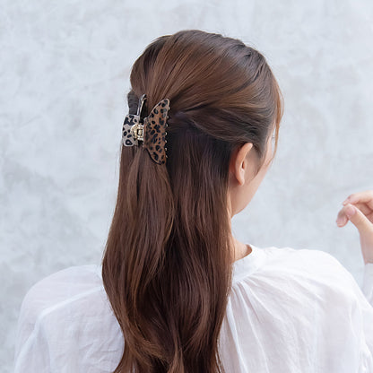 ヘアクリップ レオパード ラメ バンスクリップ