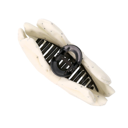 ヘアクリップ ベルベット ドット リボン バンスクリップ